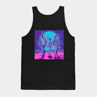 Vaporwave Retrowave Synthwave apocalypse illustration Zombies Zombie Skull Tank Top